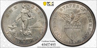 1907-S Peso AU58