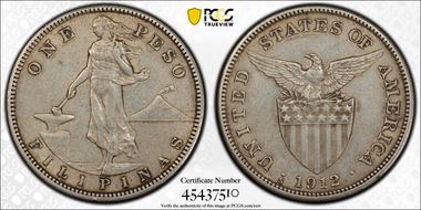 1912-S Peso KM-172  Ag XF45