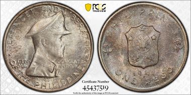 1947-S Peso Douglas MacArthur KM-185  Ag MS65