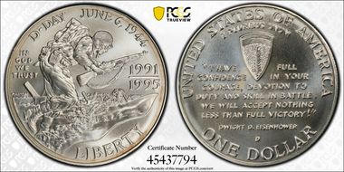1991-95-D $1 World War II MS69