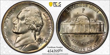 1942-P 5C Silver MS67FS