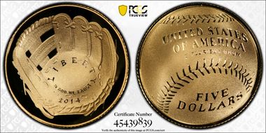 2014-W $5 Baseball Hall of Fame PR70DCAM