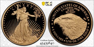 2021-W $5 Gold Eagle - Type 2 PR70DCAM