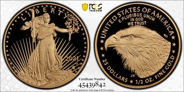 2021-W $25 Gold Eagle - Type 2 PR70DCAM