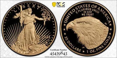 2021-W $50 Gold Eagle - Type 2 PR69DCAM