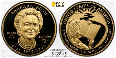 2020-W $10 Barbara Bush First Strike PR70DCAM