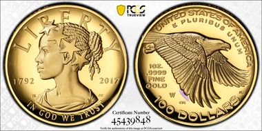 2017-W $100 American Liberty High Relief First Day of Issue PR69DCAM