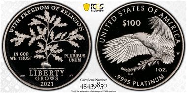 2021-W $100 Freedom of Religion PR69DCAM
