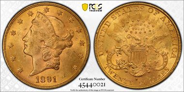 1891-S $20 MS63