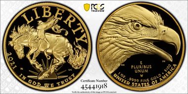 2021-W $100 American Liberty High Relief .9999 Fine PR70DCAM