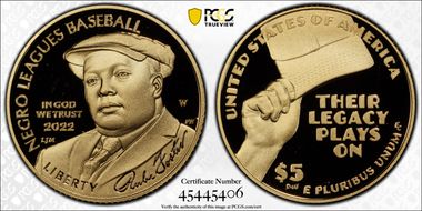 2022-W $5 Negro Leagues Baseball First Strike PR70DCAM