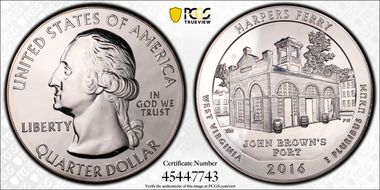 2016 25C Harpers Ferry NP 5 oz Silver MS68PL