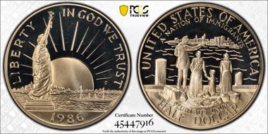1986-S 50C Statue Of Liberty PR69DCAM