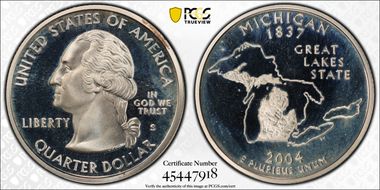 2004-S 25C Michigan Silver PR66DCAM