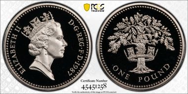 1987 £1 S-J5 English Design Ag Pft PR69DCAM