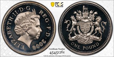 2008 £1 S-J13 Royal Arms Design Ag PR64DCAM