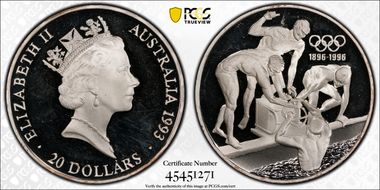 1993 $20 Olympics-Swimmers PR67DCAM