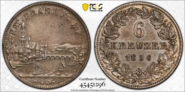 1856 6 Kr City View KM-350  Ag N1