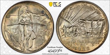 1936 50C Oregon MS68