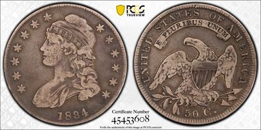 1834 50C Small Date, Small Letters F15