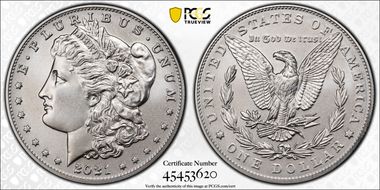 2021 $1 Morgan Dollar 100th Anniversary MS70