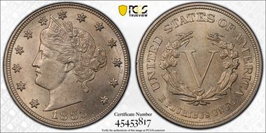 1883 5C No CENTS MS64