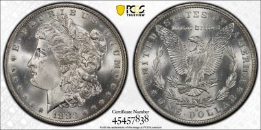 1883-O $1 VAM 36A, Partial E Rev MS66