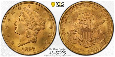 1897 $20 MS64+