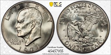 1974-S $1 Silver MS66