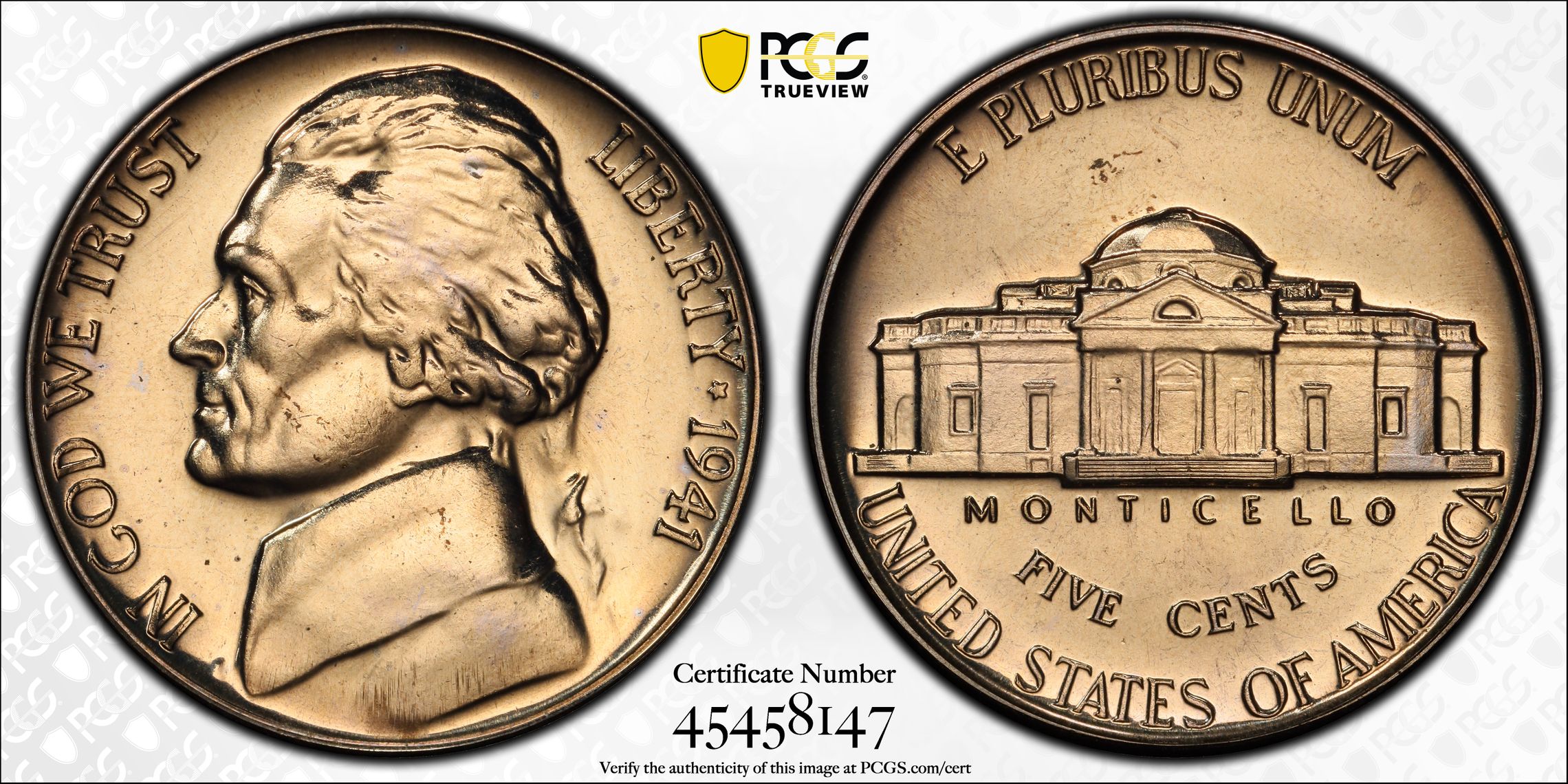 PCGS Certificate Verification Coin Details for Cert #45458147
