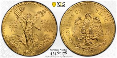 1943 (50 P) KM-482  Au MS66