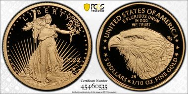 2022-W $5 Gold Eagle PR70DCAM