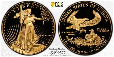 1986-W $50 Gold Eagle PR69DCAM