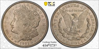 1921 $1 Morgan AU55