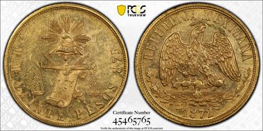 1872-Mo M 20 Peso MS62