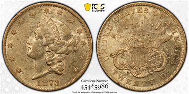 1873 $20 Open 3 AU50