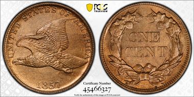1857 1C Flying Eagle MS64