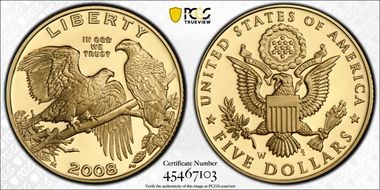 2008-W $5 Bald Eagle PR70DCAM