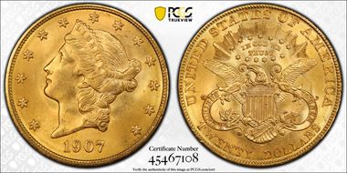 1907 $20 Liberty MS65