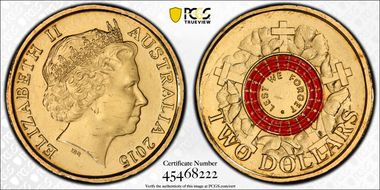 2015 $2 Lest We Forget Colorized MS64