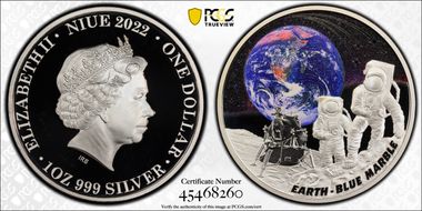 2022 $1 Earth - Blue Marble PR69DCAM