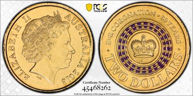 2013 $2 Coronation Colorized MS65