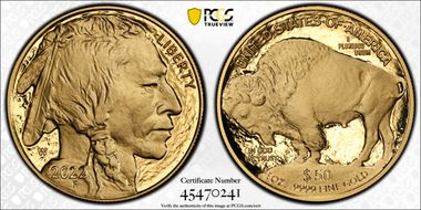 2022-W $50 American Buffalo .9999 Fine Gold First Day of Issue PR70DCAM