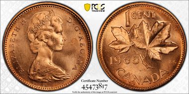 1965 1C Type 3, Lg Beads, Bl 5 MS65RD