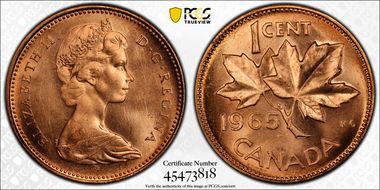 1965 1C Type 3, Lg Beads, Bl 5 MS66RD