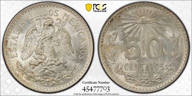 1921-M 50C KM-447 MS65