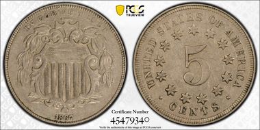 1867 5C No Rays XF45