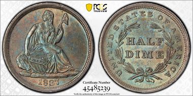 1837 H10C Seated, Large Date MS62