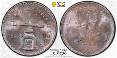 1980/79-Mo Onza KM-M49b.5 Ag MS64