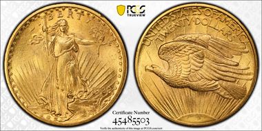 1908 $20 No Motto MS64